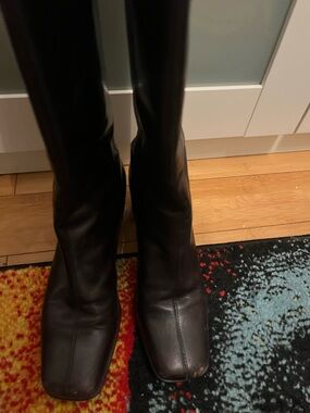 Nine West Tall Square-Toe Boots in Burgundy